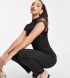Liquorish Tall Lace Jumpsuit In Black