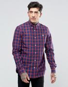 Fred Perry Shirt In Plaid Gingham In Navy In Slim Fit - Navy