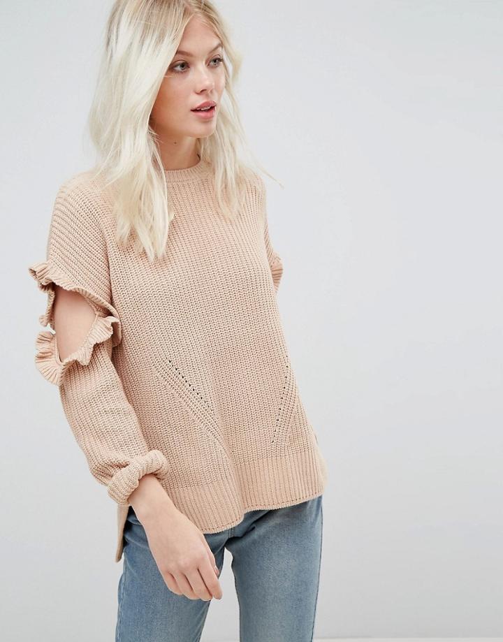 Miss Selfridge Frill Sweater - Black