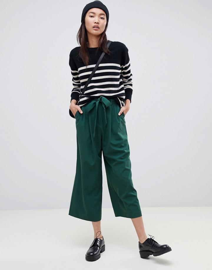 Asos Design Mix & Match Culottes With Tie Waist - Green