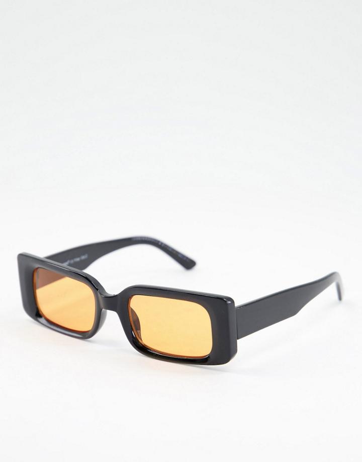 Aj Morgan Henny Rectangular Sunglasses With Yellow Tint-black