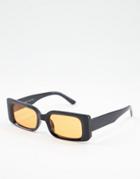 Aj Morgan Henny Rectangular Sunglasses With Yellow Tint-black