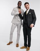 Harry Brown Slim Fit Plain Suit Jacket-black