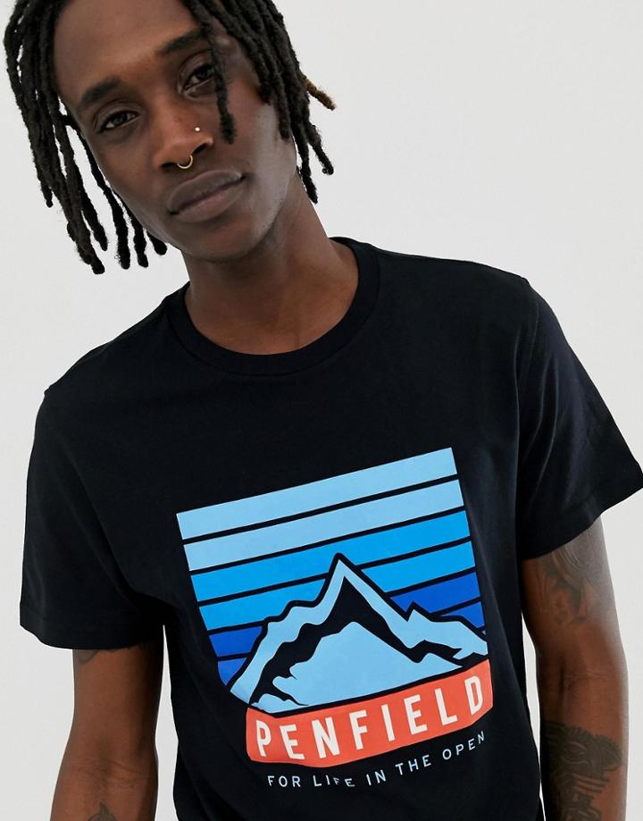 Penfield Mountain Chest Logo Print Crew Neck T-shirt In Black - Black