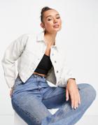 Topshop Cropped Denim Jacket In Off-white
