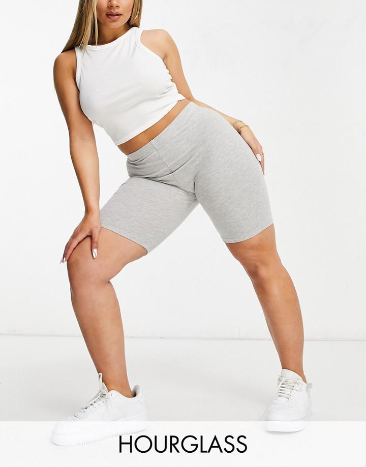 Asos Design Hourglass Cotton Legging Short In Gray Heather-grey
