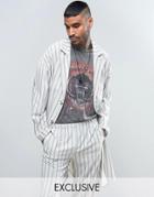 Reclaimed Vintage Inspired Striped Duster Jacket - White