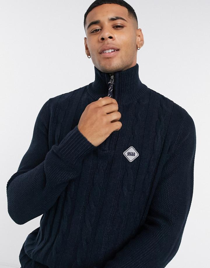 Jack & Jones Originals Half Zip Sweater-navy