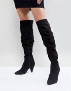 Miss Selfridge Over The Knee Ruched Boot - Black