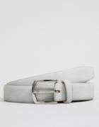 Asos Design Wedding Faux Leather Slim Belt In Stone - White