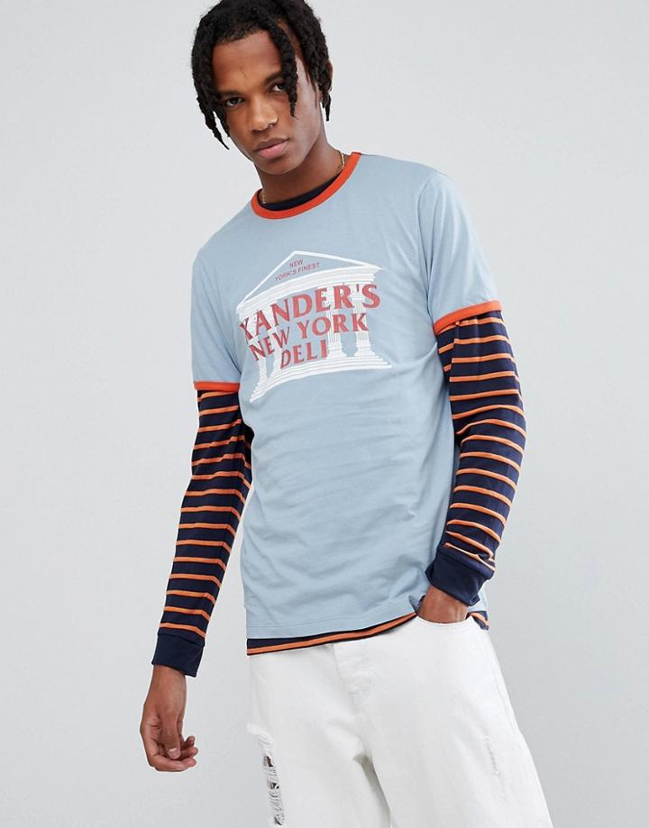 Asos T-shirt With New York Deli Print - Blue