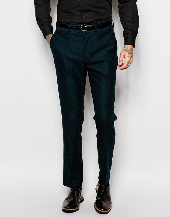 Asos Slim Suit Pants In Green - Green