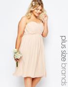 Tfnc Plus Wedding Bandeau Chiffon Midi Dress - Nude