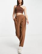 Object Cecilie High Waist Tapered Pant In Brown