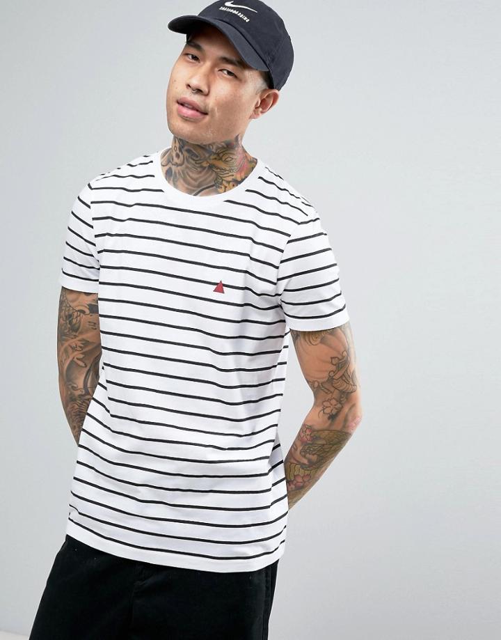 Asos Stripe T-shirt With Triangle Logo - White
