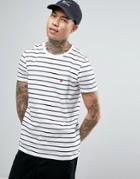 Asos Stripe T-shirt With Triangle Logo - White
