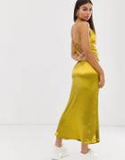 Public Desire X Lissy Roddy Maxi Dress With Open Back In Satin - Yellow