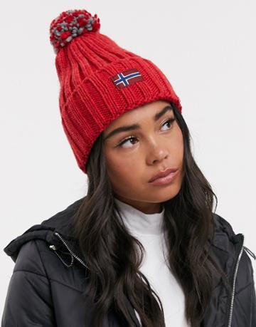 Napapijri Semiury Bobble Beanie In Red