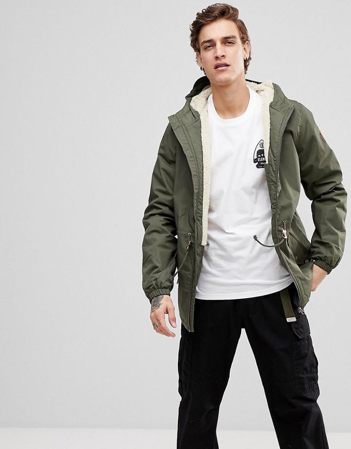 Element Stark Sherpa Lined Parka In Khaki - Green