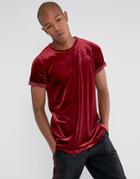 Sixth June T-shirt In Burgundy Velour - Red