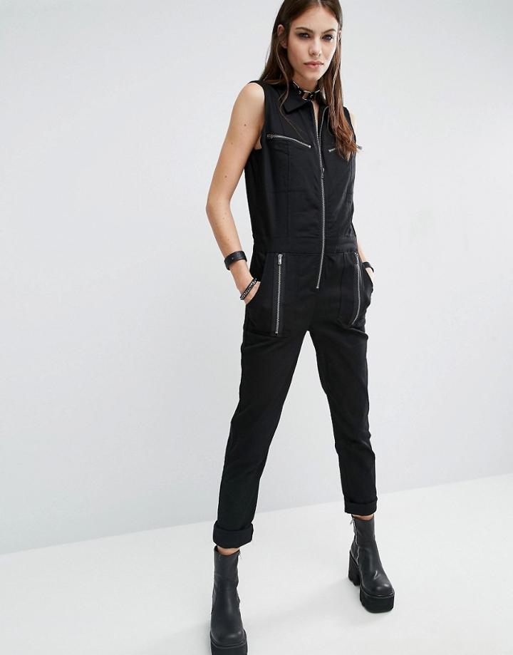 Tripp Nyc Utility Jumpsuit With Zips - Black