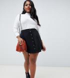 Asos Design Curve Button Front Mini Skirt - Black