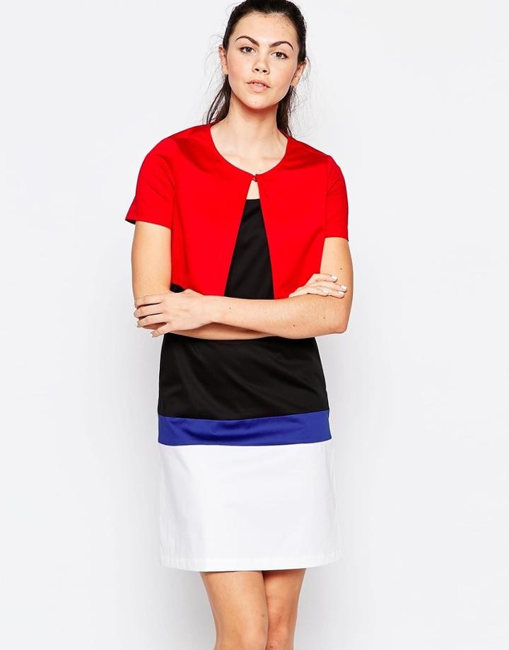 Love Moschino Color Block Shift Dress With Cape - Multi