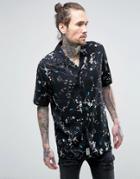 Roadies Of 66 Navy Floral Printed Reverie Collar Short Sleeve Shirt - Navy