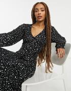 Qed London Soft Touch Mini Skater Dress In Black And White Spot