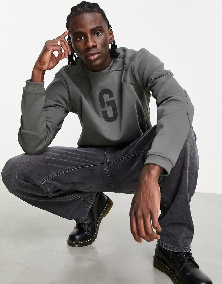 G-star Core Logo Crew Neck Sweat In Gray-black