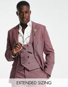 Asos Design Wedding Super Skinny Suit Jacket With Micro Texture In Burgundy-red