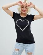 Love Moschino Heart Print T-shirt - Black