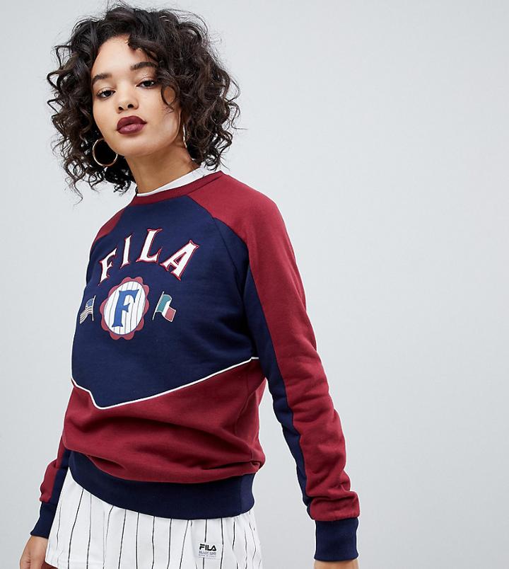 Fila Retro Sweatshirt With Front Logo In Color Block - Multi