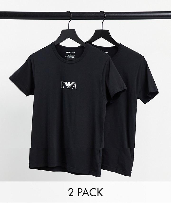 Emporio Armani Loungewear 2 Pack Logo Lounge T-shirts In Black