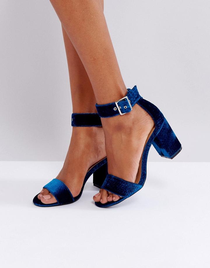 Truffle Collection Buckle Block Heel Sandal - Blue