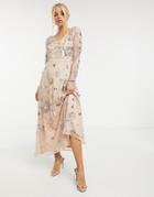 Frock And Frill All-over Fairytale Embellished Maxi Dress In Multi-pink