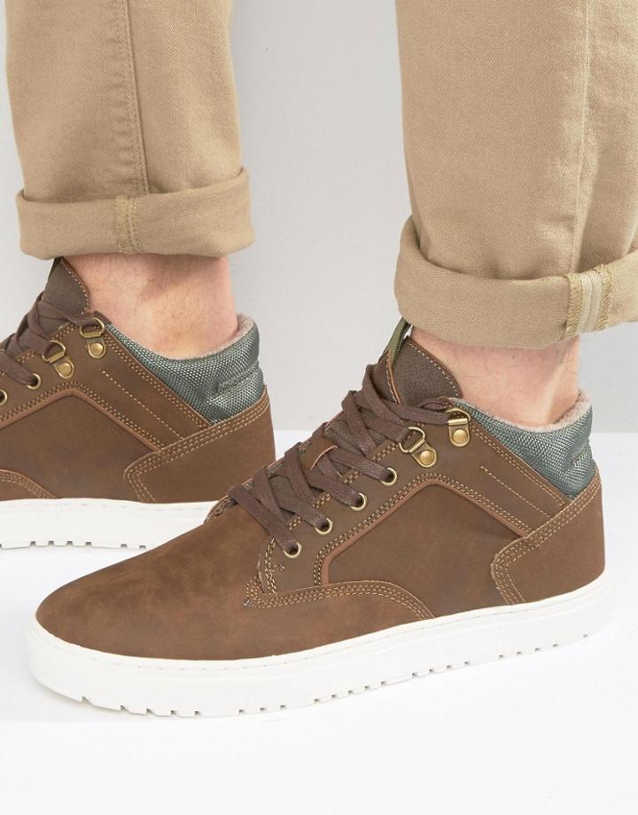 New Look Hi-top Sneakers In Brown - Brown
