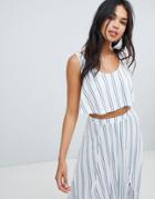 Asos Design Knot Twist Jersey Beach Two-piece Top In Stripe-multi