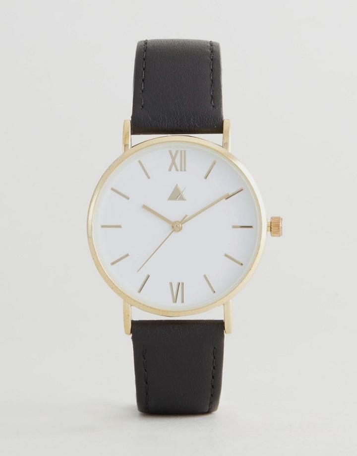 Asos Classic Black Leather Watch - Black