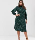 Fashion Union Plus Midi Shirt Dress Floral - Green