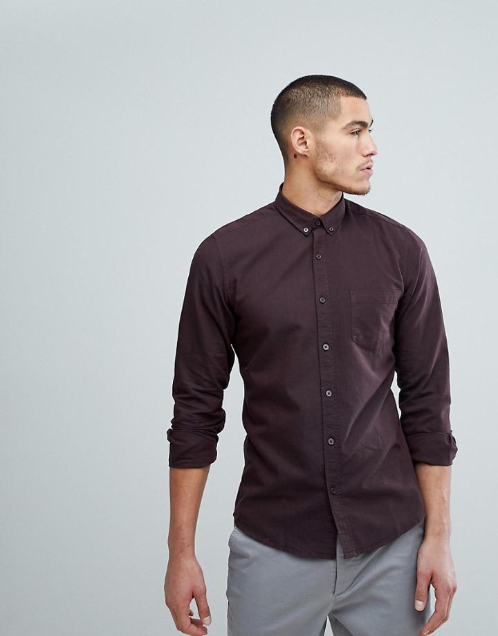 Only & Sons Oxford Shirt In Slim Fit - Red