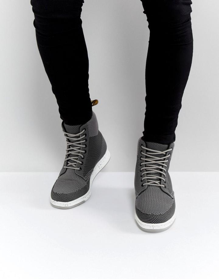 Dr Martens Lite Rigal Knit 8 Eye Boots - Gray
