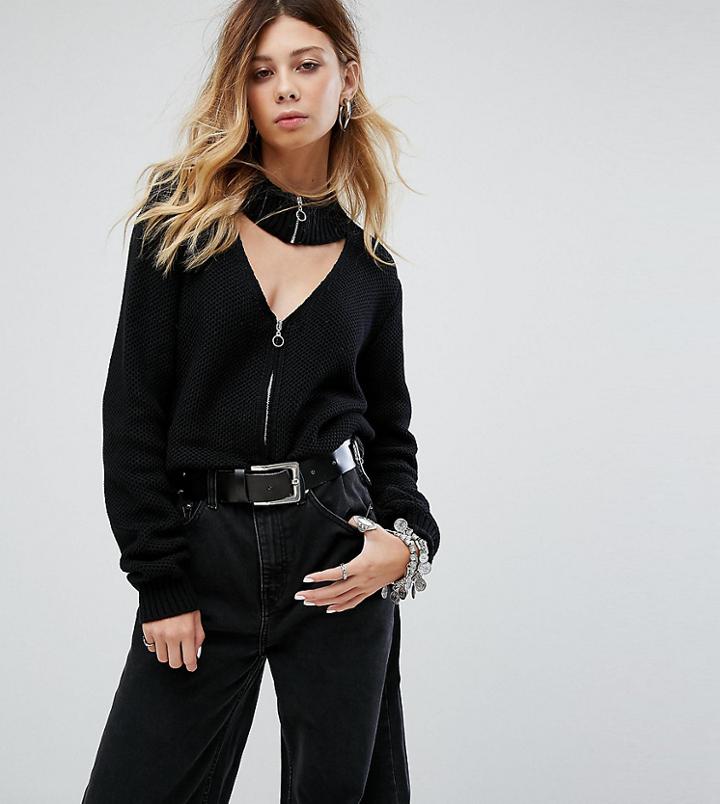 Sacred Hawk Choker Detail Sweater - Black