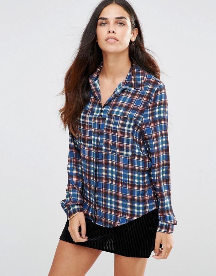 Tfnc Plaid Print Shirt - Blue