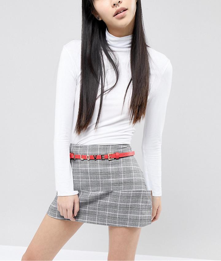 Pieces Love Slogan Belt - Red