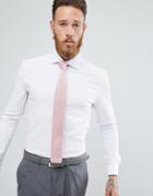 Asos Skinny Smart Textured Shirt With Double Cuff In White - White