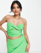 Asos Design Structured Bandeau Top In Acid Green - Part Of A Set