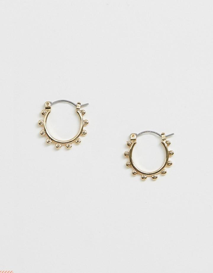 Pieces Studded Hoop Earrings - Gold