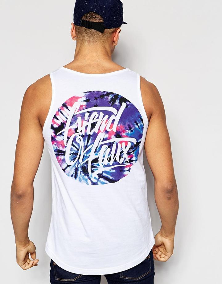 Friend Or Faux Tank Tye Dye Logo - White