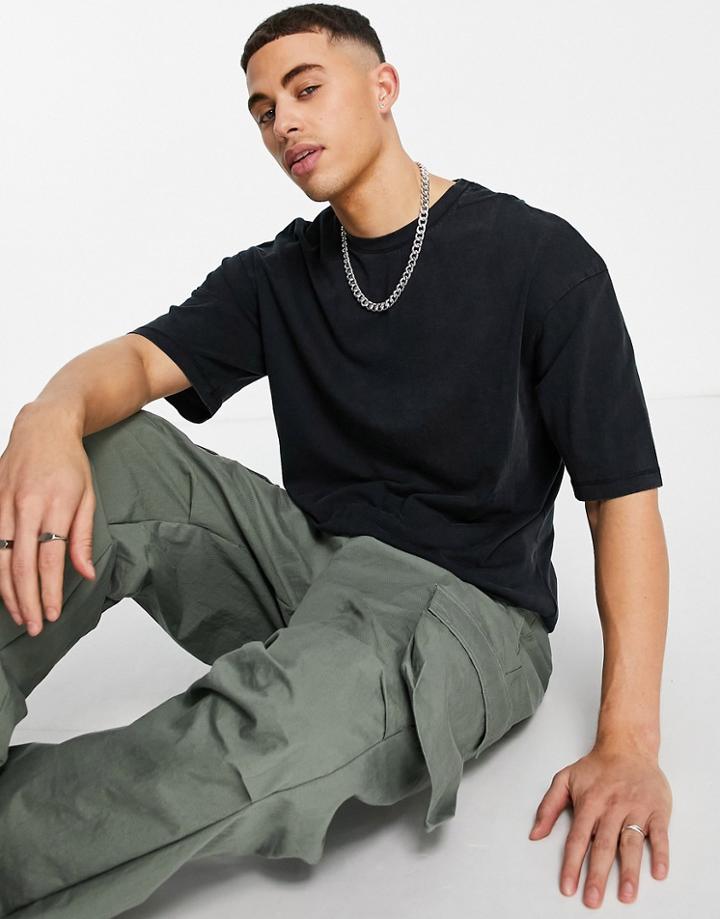 Jack & Jones Originals Oversize Washed T-shirt In Black
